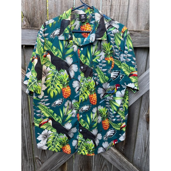 NFL Team Apparel Other - NFL Team Apparel Philadelphia Eagles Tropical Hawaiian Shirt Mens XL Toucan Teal